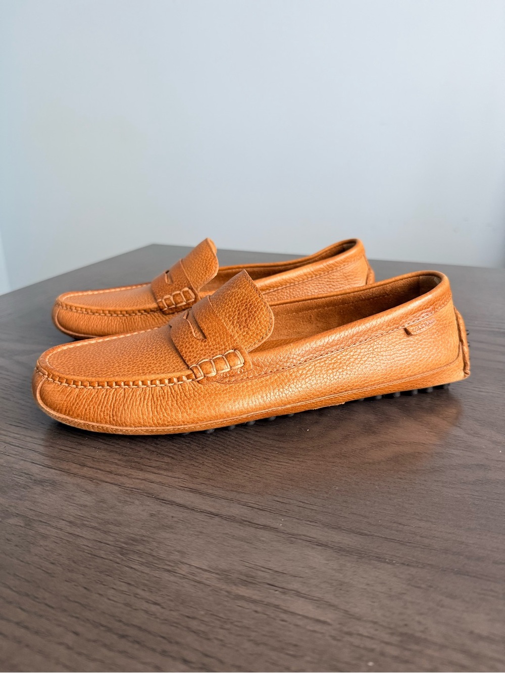 Cole Haan Men’s 10.5 M Cognac Leather Penny Loafers Driving Moccasins